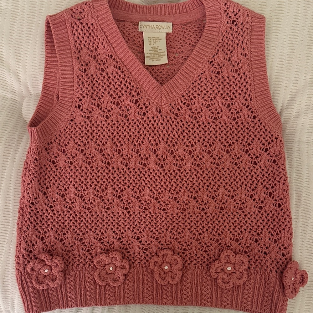 Cynthia Rowley Pink Knit V-Neck Top size medium 7/8